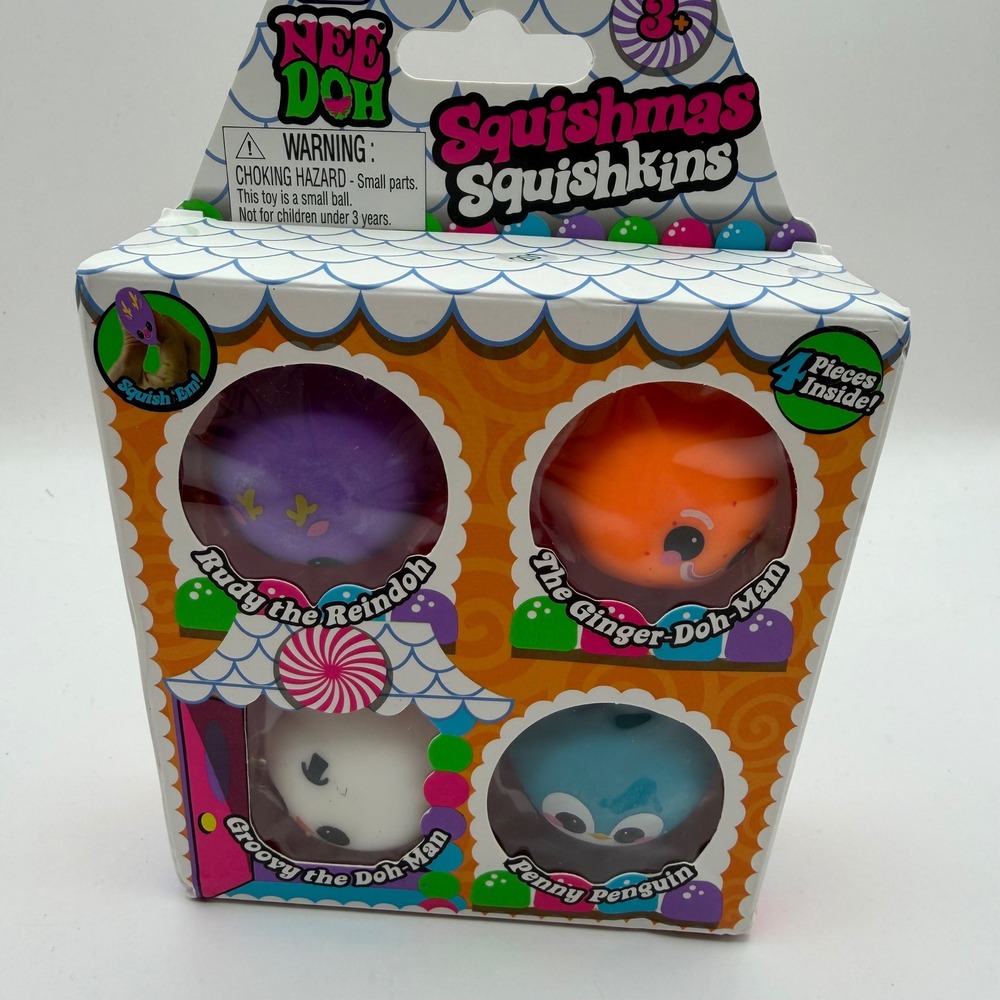 Schylling NeeDoh Squishmas Squishkins 4 Pack Holiday Fidget Toys SQMSK23 NEW